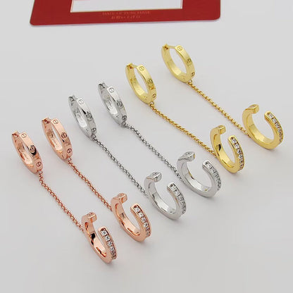 [Amore Jewelry]LOVE 3.0MM HALF DIAMOND EARRINGS