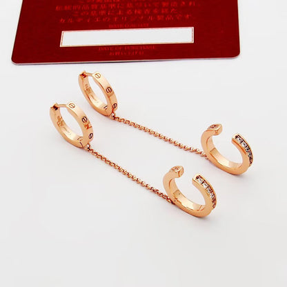 [Amore Jewelry]LOVE 3.0MM HALF DIAMOND EARRINGS