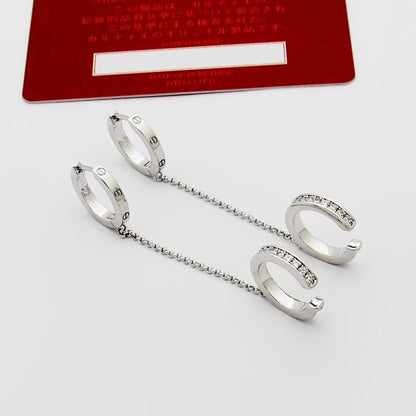 [Amore Jewelry]LOVE 3.0MM HALF DIAMOND EARRINGS