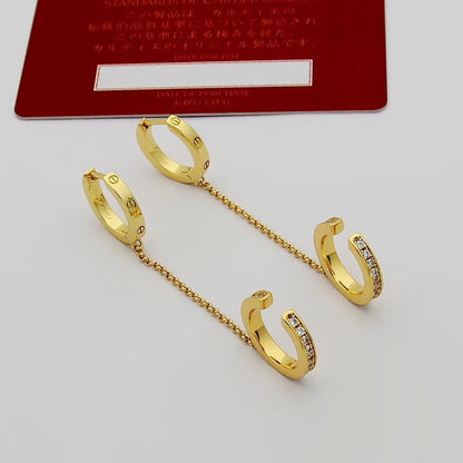 [Amore Jewelry]LOVE 3.0MM HALF DIAMOND EARRINGS