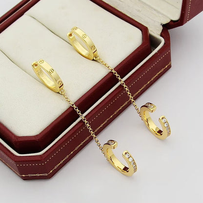 [Amore Jewelry]LOVE 3.0MM HALF DIAMOND EARRINGS