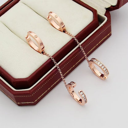 [Amore Jewelry]LOVE 3.0MM HALF DIAMOND EARRINGS