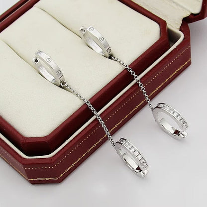 [Amore Jewelry]LOVE 3.0MM HALF DIAMOND EARRINGS