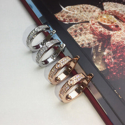 [Amore Jewelry]LOVE 5.5MM DIAMOND PAVED EARRINGS