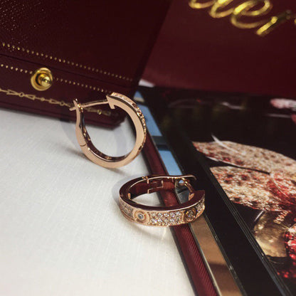 [Amore Jewelry]LOVE 5.5MM DIAMOND PAVED EARRINGS