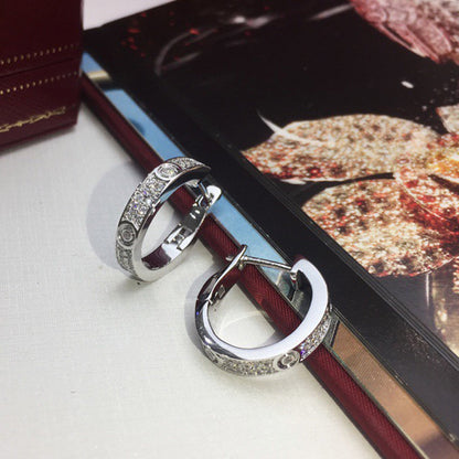 [Amore Jewelry]LOVE 5.5MM DIAMOND PAVED EARRINGS