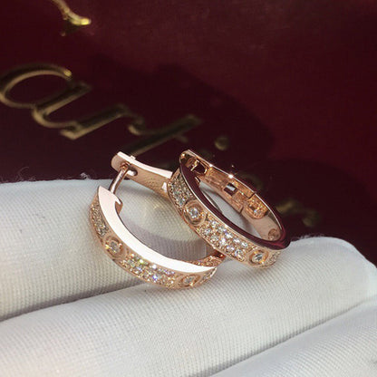 [Amore Jewelry]LOVE 5.5MM DIAMOND PAVED EARRINGS