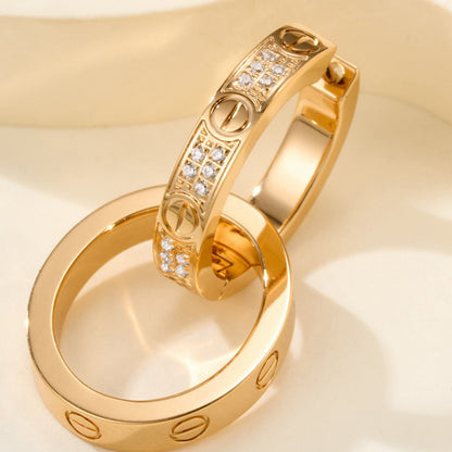 [Amore Jewelry]LOVE 3.3MM DANGLE HALF DIAMOND EARRINGS