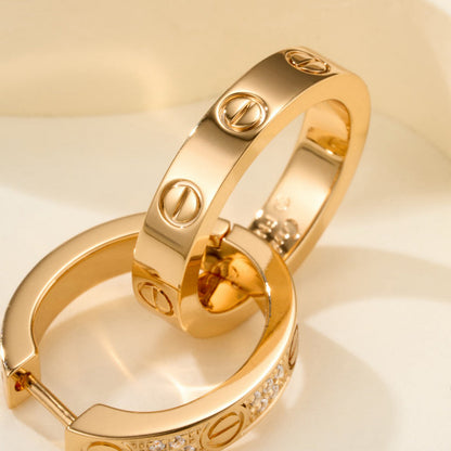 [Amore Jewelry]LOVE 3.3MM DANGLE HALF DIAMOND EARRINGS