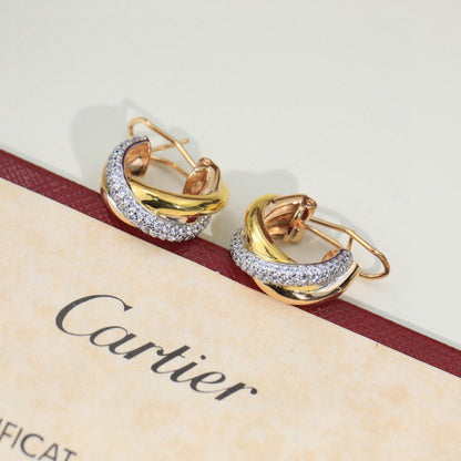 [Amore Jewelry]TRINITY HALF DIAMOND  CLASSIC EARRINGS