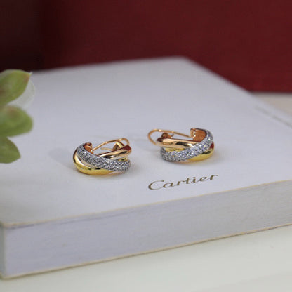 [Amore Jewelry]TRINITY HALF DIAMOND  CLASSIC EARRINGS