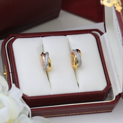 [Amore Jewelry]TRINITY HALF DIAMOND  CLASSIC EARRINGS