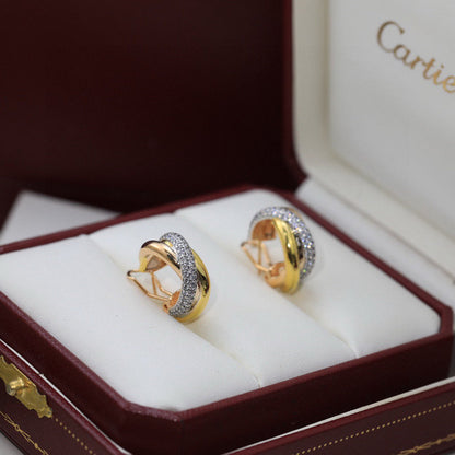 [Amore Jewelry]TRINITY HALF DIAMOND  CLASSIC EARRINGS