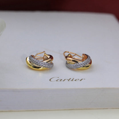 [Amore Jewelry]TRINITY HALF DIAMOND  CLASSIC EARRINGS