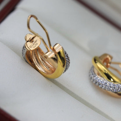 [Amore Jewelry]TRINITY HALF DIAMOND  CLASSIC EARRINGS