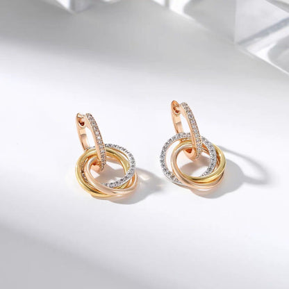 [Amore Jewelry]TRINITY HALF DIAMOND  EARRINGS