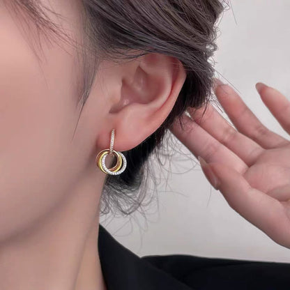 [Amore Jewelry]TRINITY HALF DIAMOND  EARRINGS