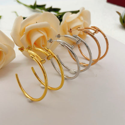 [Amore Jewelry]JUSTE HALF DIAMOND LARGE EARRINGS