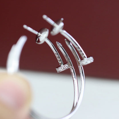 [Amore Jewelry]JUSTE HALF DIAMOND LARGE EARRINGS