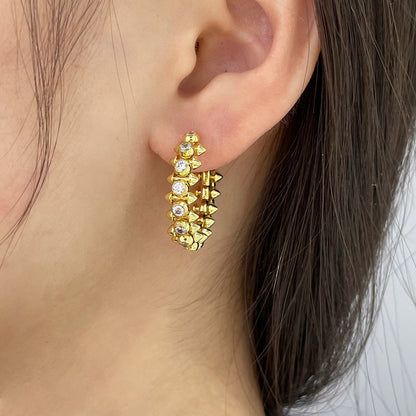 [Amore Jewelry]CLASH FULL DIAMOND MEDIUM EARRINGS