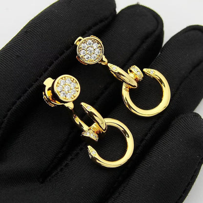 [Amore Jewelry]JUSTE HALF DIAMOND DOUBLE EARRINGS
