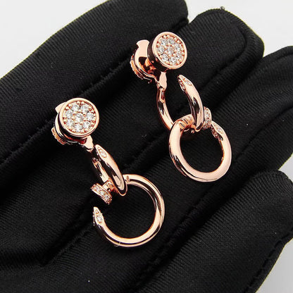 [Amore Jewelry]JUSTE HALF DIAMOND DOUBLE EARRINGS