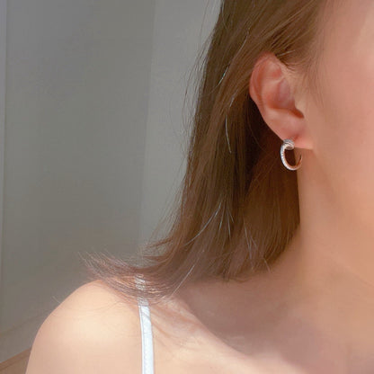 [Amore Jewelry]JUSTE FULL DIAMOND DOUBLE EARRINGS