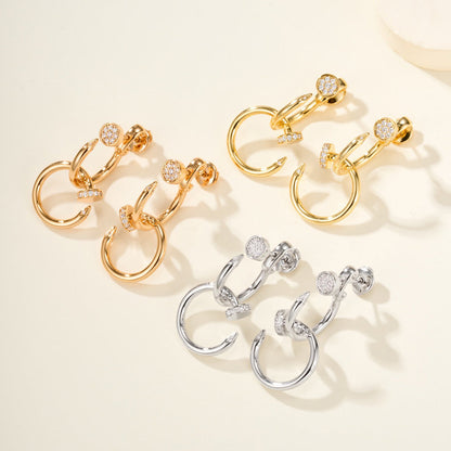 [Amore Jewelry]JUSTE HALF DIAMOND DOUBLE EARRINGS