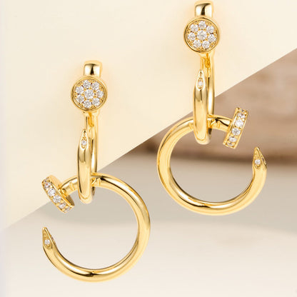 [Amore Jewelry]JUSTE HALF DIAMOND DOUBLE EARRINGS