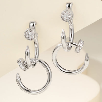 [Amore Jewelry]JUSTE HALF DIAMOND DOUBLE EARRINGS