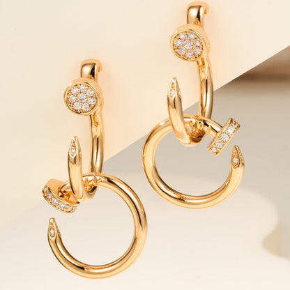 [Amore Jewelry]JUSTE HALF DIAMOND DOUBLE EARRINGS