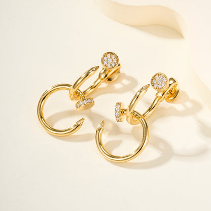 [Amore Jewelry]JUSTE HALF DIAMOND DOUBLE EARRINGS