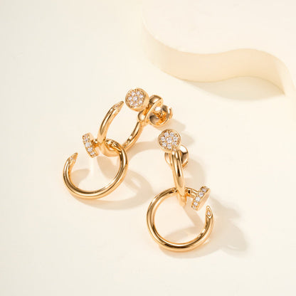 [Amore Jewelry]JUSTE HALF DIAMOND DOUBLE EARRINGS