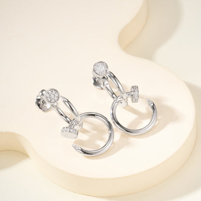 [Amore Jewelry]JUSTE HALF DIAMOND DOUBLE EARRINGS