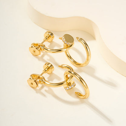 [Amore Jewelry]JUSTE HALF DIAMOND DOUBLE EARRINGS