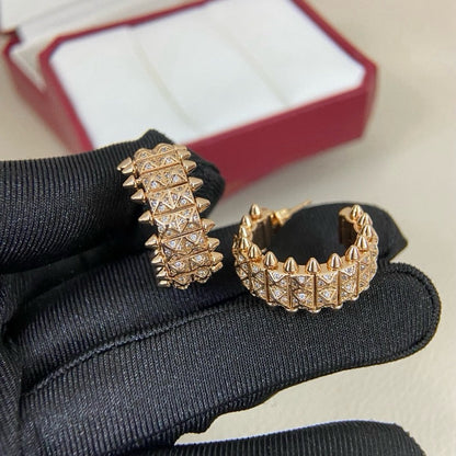 [Amore Jewelry]CLASH 9.2MM FULL DIAMOND DOUBLE ROW EARRINGS