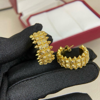 [Amore Jewelry]CLASH 9.2MM FULL DIAMOND DOUBLE ROW EARRINGS