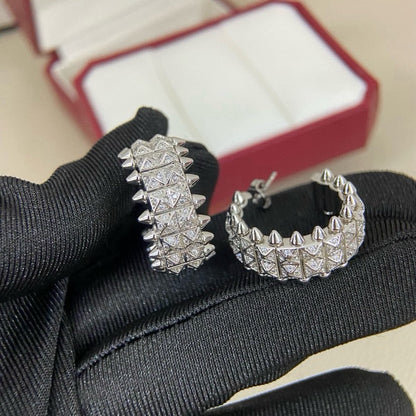 [Amore Jewelry]CLASH 9.2MM FULL DIAMOND DOUBLE ROW EARRINGS