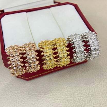 [Amore Jewelry]CLASH 9.2MM FULL DIAMOND DOUBLE ROW EARRINGS