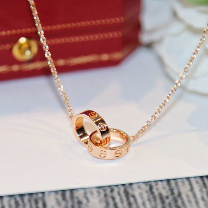 [Amore Jewelry]LOVE DOUBLE RING NECKLACE