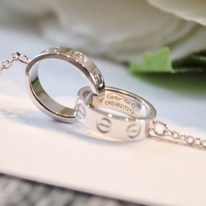 [Amore Jewelry]LOVE DOUBLE RING NECKLACE
