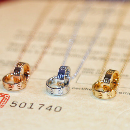 [Amore Jewelry]LOVE DOUBLE RING NECKLACE