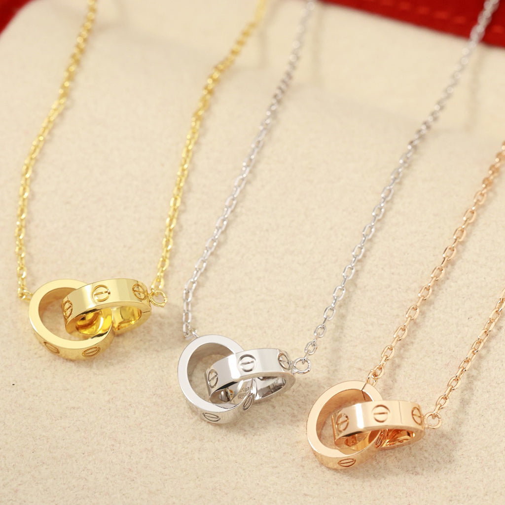 [Amore Jewelry]LOVE DOUBLE RING NECKLACE