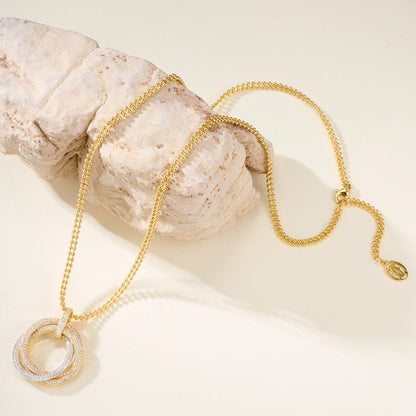 [Amore Jewelry]TRINITY LARGE FULL DIAMOND  NECKLACE