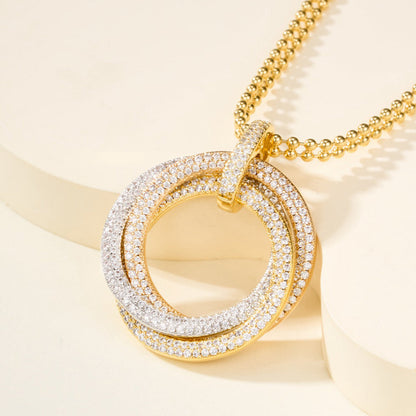 [Amore Jewelry]TRINITY LARGE FULL DIAMOND  NECKLACE