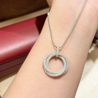 [Amore Jewelry]TRINITY LARGE FULL DIAMOND  NECKLACE