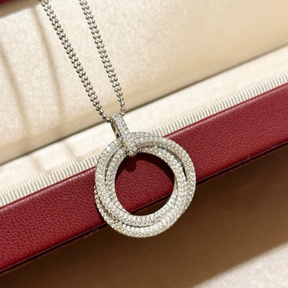 [Amore Jewelry]TRINITY LARGE FULL DIAMOND  NECKLACE