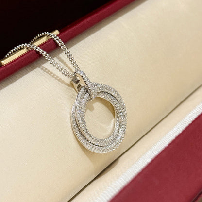 [Amore Jewelry]TRINITY LARGE FULL DIAMOND  NECKLACE