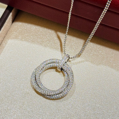 [Amore Jewelry]TRINITY LARGE FULL DIAMOND  NECKLACE