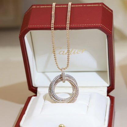 [Amore Jewelry]TRINITY LARGE FULL DIAMOND  NECKLACE